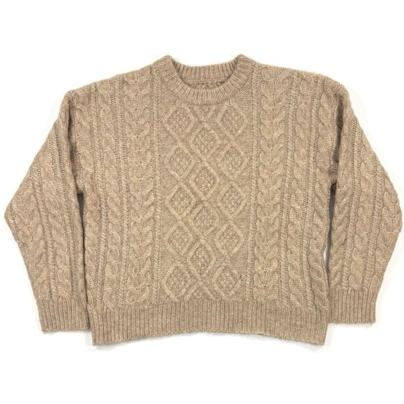Daily Drills Womens Cable Knit Oversized Sweater Wool Alpaca Blend Sz XS Small - Picture 2 of 8